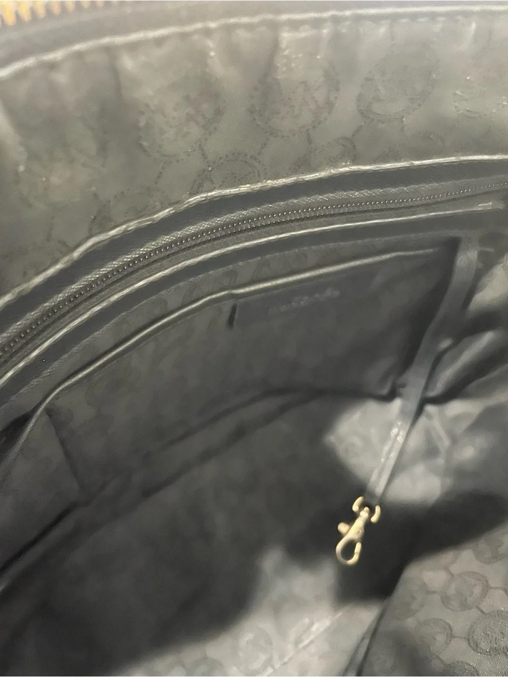 Michael Kors Black Leather Tote with Gold Logo Charm